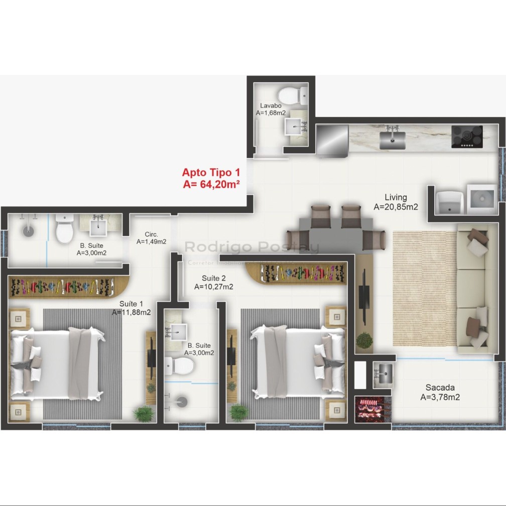 Apartamento no Acqua Residence com entrega para 2026 - Morretes Itapema 