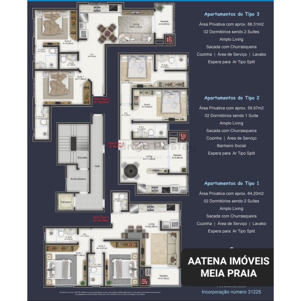 Apartamento no Acqua Residence com entrega para 2026 - Morretes Itapema 